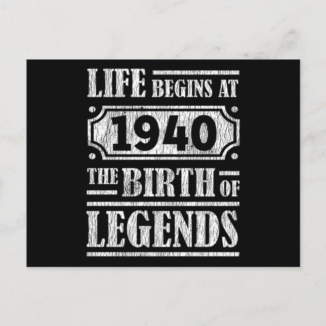 Carte Postale Légende de naissance 1940 âgée de 85 ans 85e anniv (Devant)