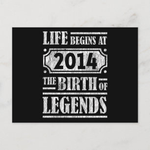 Carte Postale Légende Rétro Né en 2014 Cadeau d'anniversaire Vin