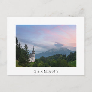 Carte Postale L'église avec les Alpes au coucher du soleil