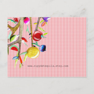 Carte Postale Légume Aquarelle Vichy Motif