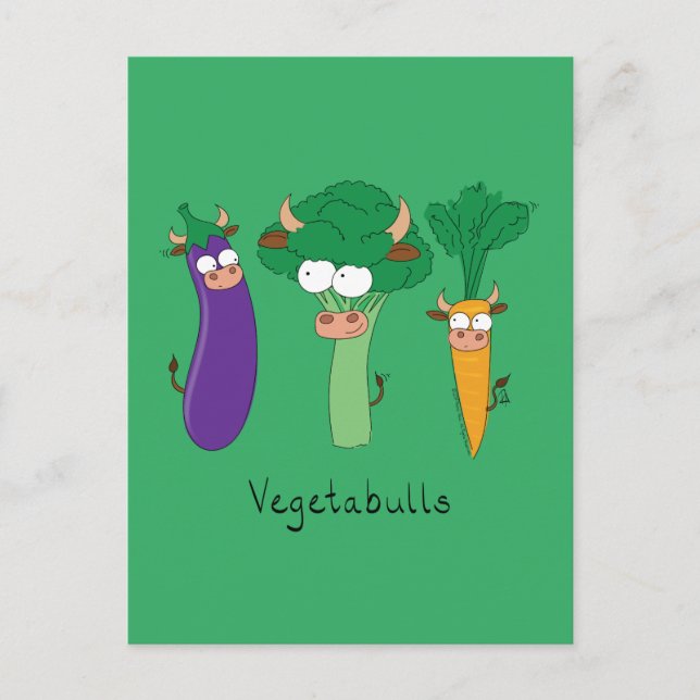 Carte Postale Légumes Bulls Joli Cartoon pour enfants (Devant)