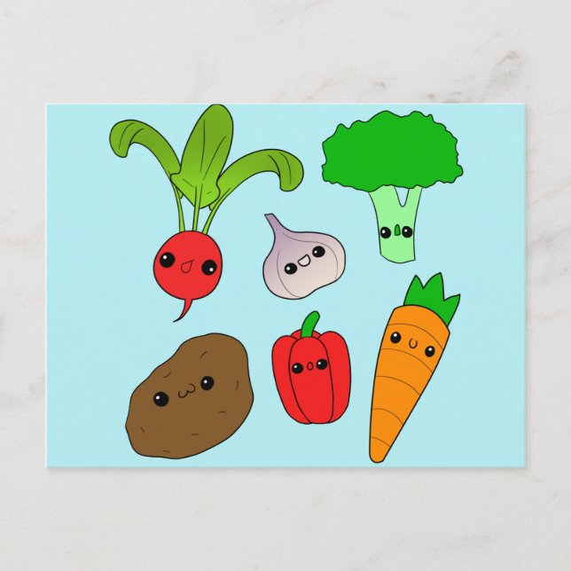 Carte Postale Légumes Chibi (Devant)
