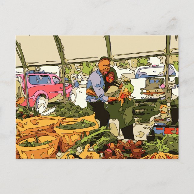 Carte Postale Légumes frais au marché des fermiers (Devant)
