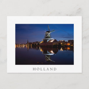 Carte Postale Leidschendam moulin à vent avec réflexion la nuit