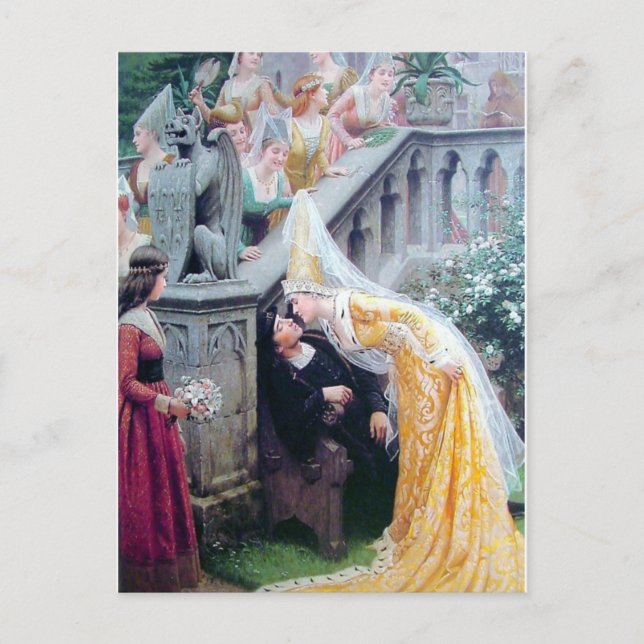 Carte Postale leighton le baiser médiéval femme baiser homme (Devant)