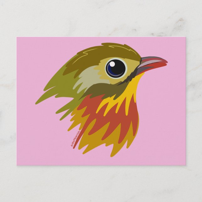 Carte Postale Leiothrix à bec rouge - simplifié (Devant)