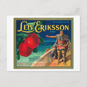 Carte Postale Leiv Eriksson Étiquette Apple - Cashmere, WA
