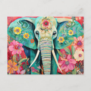Carte Postale L'Elefant et les fleurs