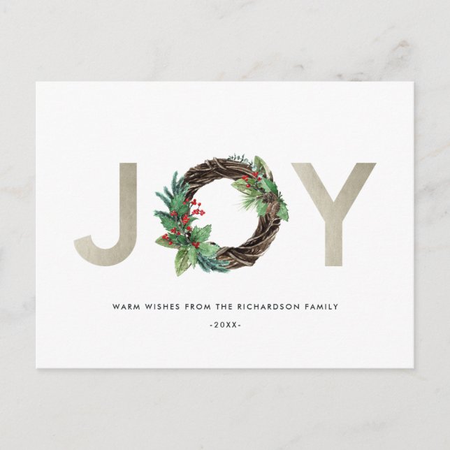 CARTE POSTALE L'ÉLÉGANTE HOLLY BERRY SILVER JOY WREATH NOËL (Devant)