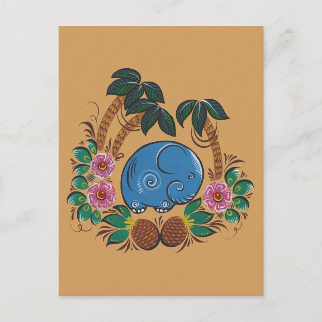 Carte Postale L'éléphant et l'ananas (Devant)