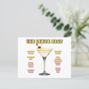 Carte Postale LEMON DROP MARTINI Cocktail Recette Art