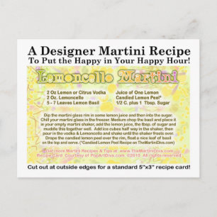 Carte postale Lemoncello Martini Recette