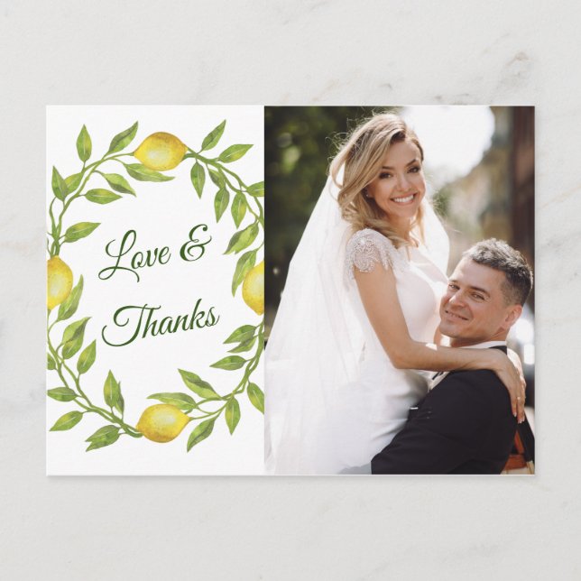 Carte Postale Lemons Blossom Merci photo Mariage (Devant)