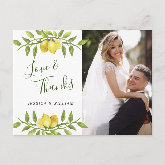 Carte Postale Lemons Blossom Merci photo Mariage (Devant)