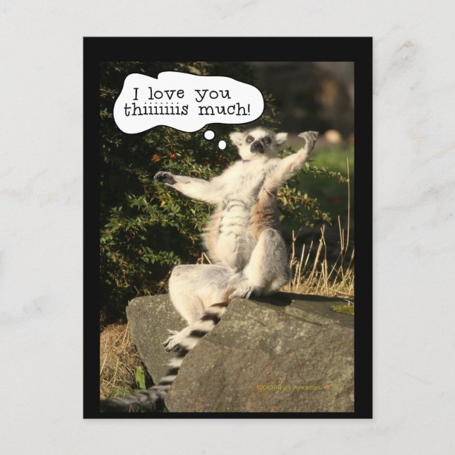Carte Postale Lemur Vous Aime Cette Fête des pères Amusante (Devant)