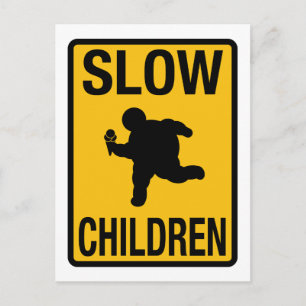 Carte Postale Lent Enfants gros enfant rue signe parodie drôle