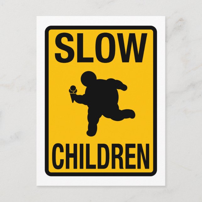 Carte Postale Lent Enfants gros enfant rue signe parodie drôle (Devant)