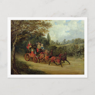 Carte Postale L'entraîneur Royal Mail avec passagers (huile sur 