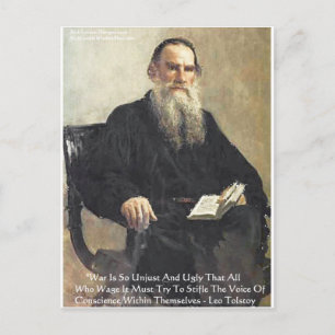 Carte Postale Leo Tolstoï "La guerre est injuste" Don de citatio