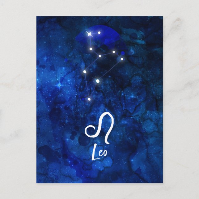 Carte Postale Leo Zodiac Constellation Bleu foncé Galaxie (Devant)