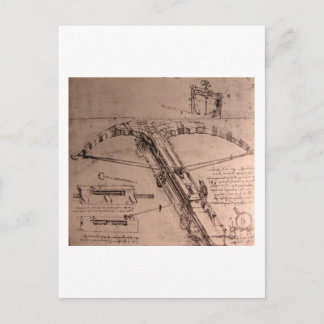 Carte Postale Léonard de Vinci, design pour un énorme arbalète