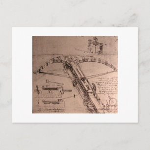 Carte Postale Léonard de Vinci, design pour un énorme arbalète