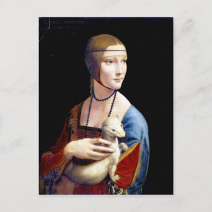Carte Postale Léonard de Vinci Lady avec une mine