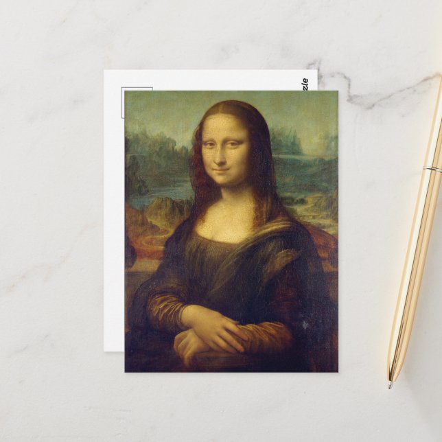 Carte Postale Leonardo Da Vinci, Mona Lisa, La Gioconda (Devant/Arrière en situation)