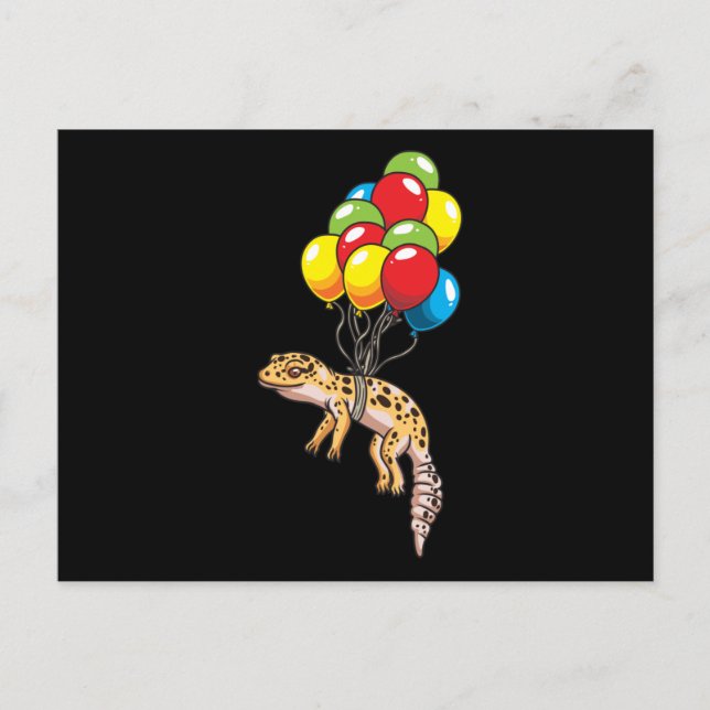 Carte Postale Leopard Gecko Avec Balloons Cadeau (Devant)