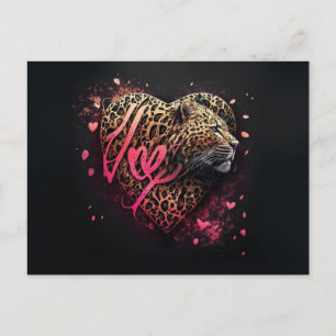 Carte Postale Leopard Heart Love Graffiti Art