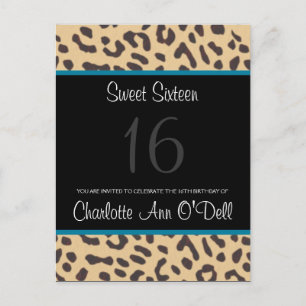 Carte Postale léopard ; invitation d'anniversaire