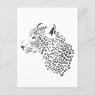 Carte Postale Léopard noir et blanc