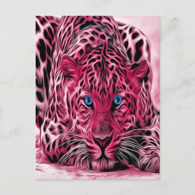 Carte Postale Leopard Rose Aux Yeux Bleus (Devant)