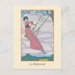 Carte Postale Lepape Mode Art Déco Vintage La Balancoire