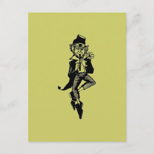 Carte Postale Leprechaun avec Flûte