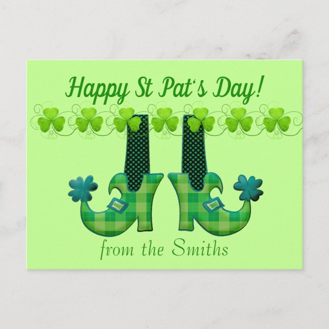 Carte Postale Leprechaun Chaussures Saint Patrick's Day (Devant)