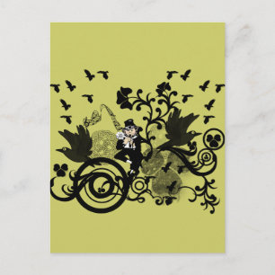 Carte Postale Leprechaun en noir