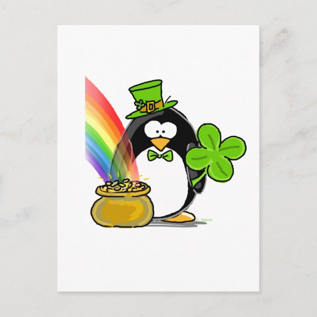 Carte Postale Leprechaun Penguin (Devant)