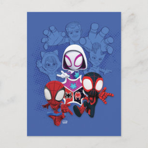 Carte Postale L'équipe Spidey saute de Black Cat, Sandman, Elect