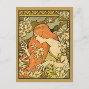 Carte Postale L'Ermitage French Nouveau Femme dans un champ de f