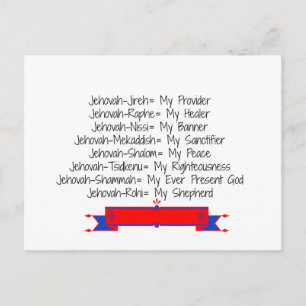 Carte Postale Les 8 noms de Dieu