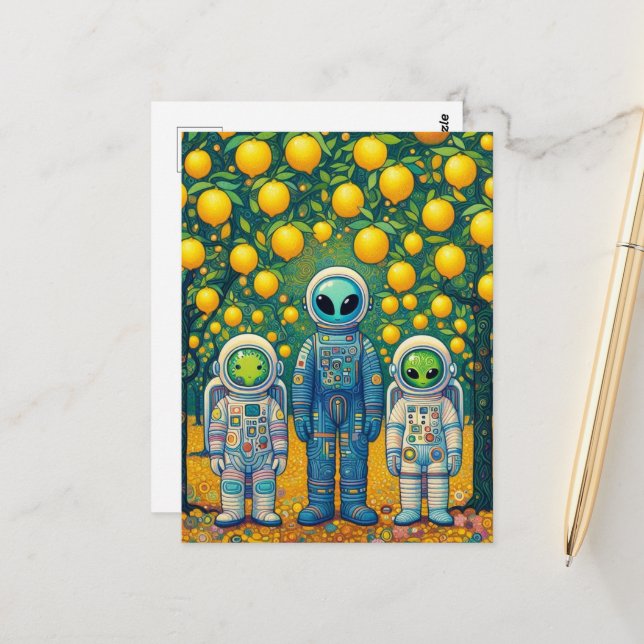 Carte Postale Les Aliens d'une citronnelle (Devant/Arrière en situation)