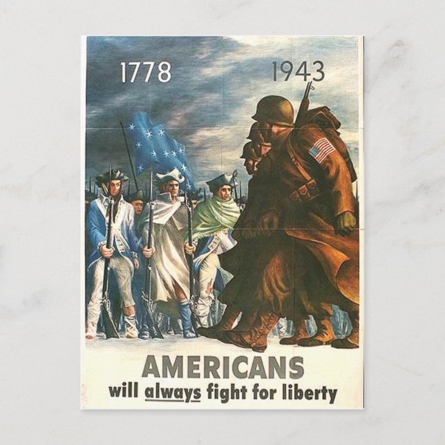 Carte Postale Les Américains Vont Toujours Se Battre Pour La Lib (Devant)