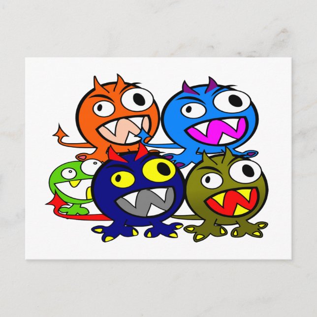 Carte Postale Les amis du monstre d'Halloween (Devant)