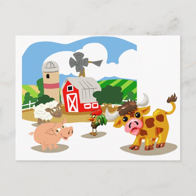 Carte Postale Les animaux de ferme mignons (Devant)