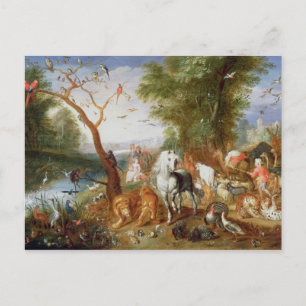 Carte Postale Les animaux entrant dans l'arche de Noé