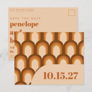 Carte Postale les années 70 rétro super Design en Mariage Brown