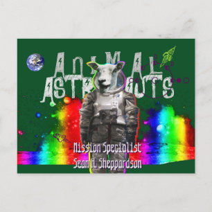 Carte Postale Les astronautes animaux Sheep