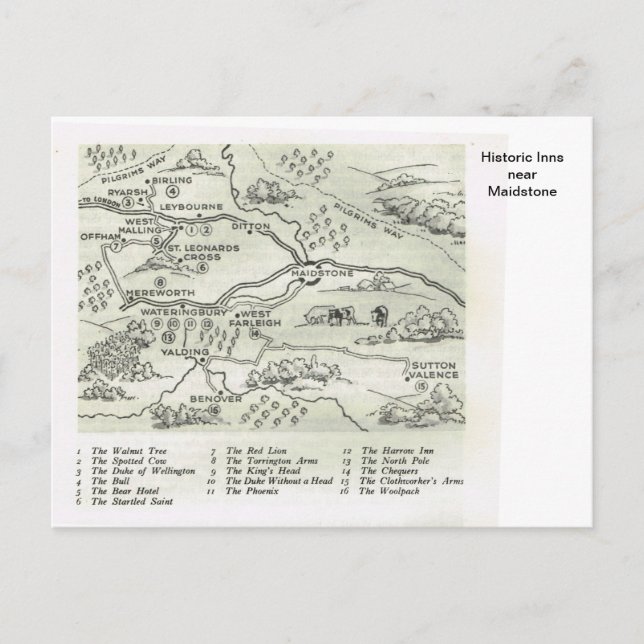Carte Postale Les auberges historiques près de Maidstone (Devant)