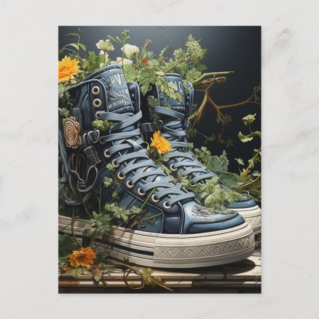 Carte Postale Les Baskets abandonnés qui grandissent (Devant)
